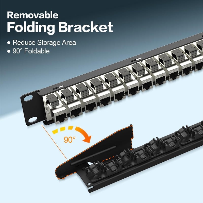 Enmane 24Port Patch Panel Cat6 Keystone Patch Panel(EC Listed) RJ45 Patch Panel Network Patch Panel with Smart Cable Management for 19inch Rackmount(Shielded) - Image 3